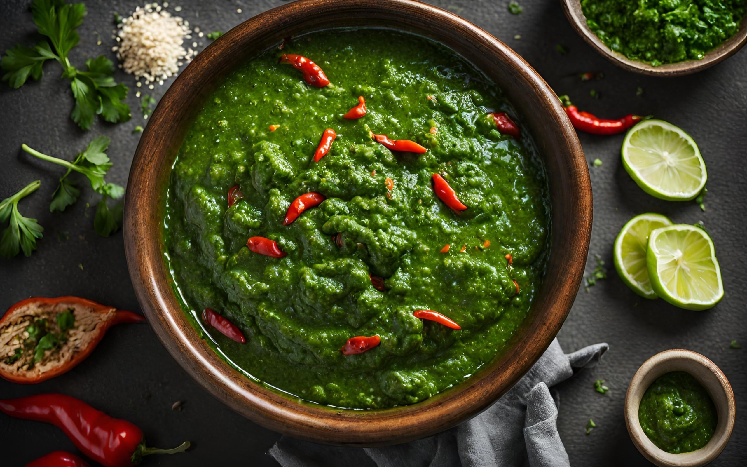 Зеленая паста с овощами и специями