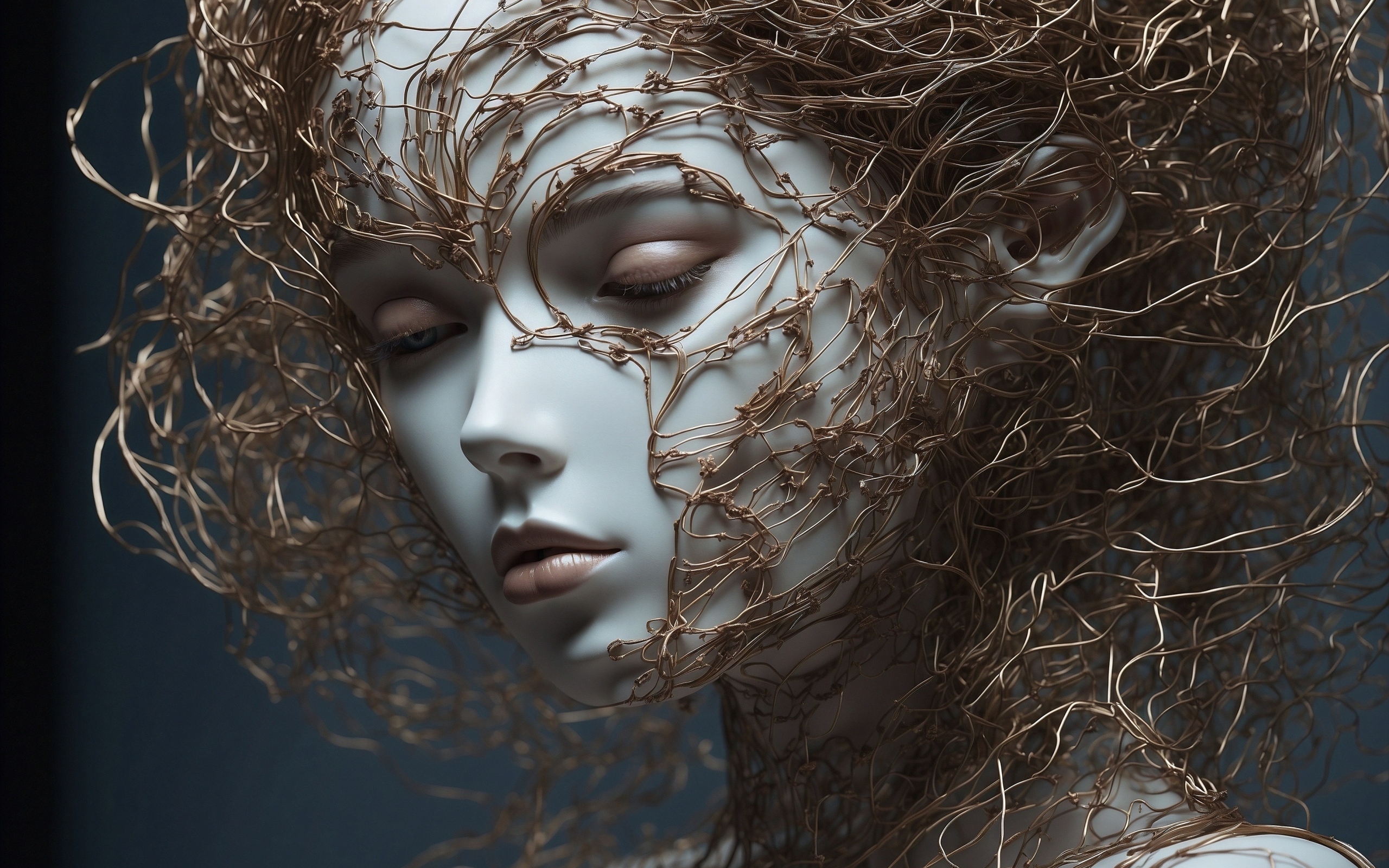 Девушка 3д покрыта сетями