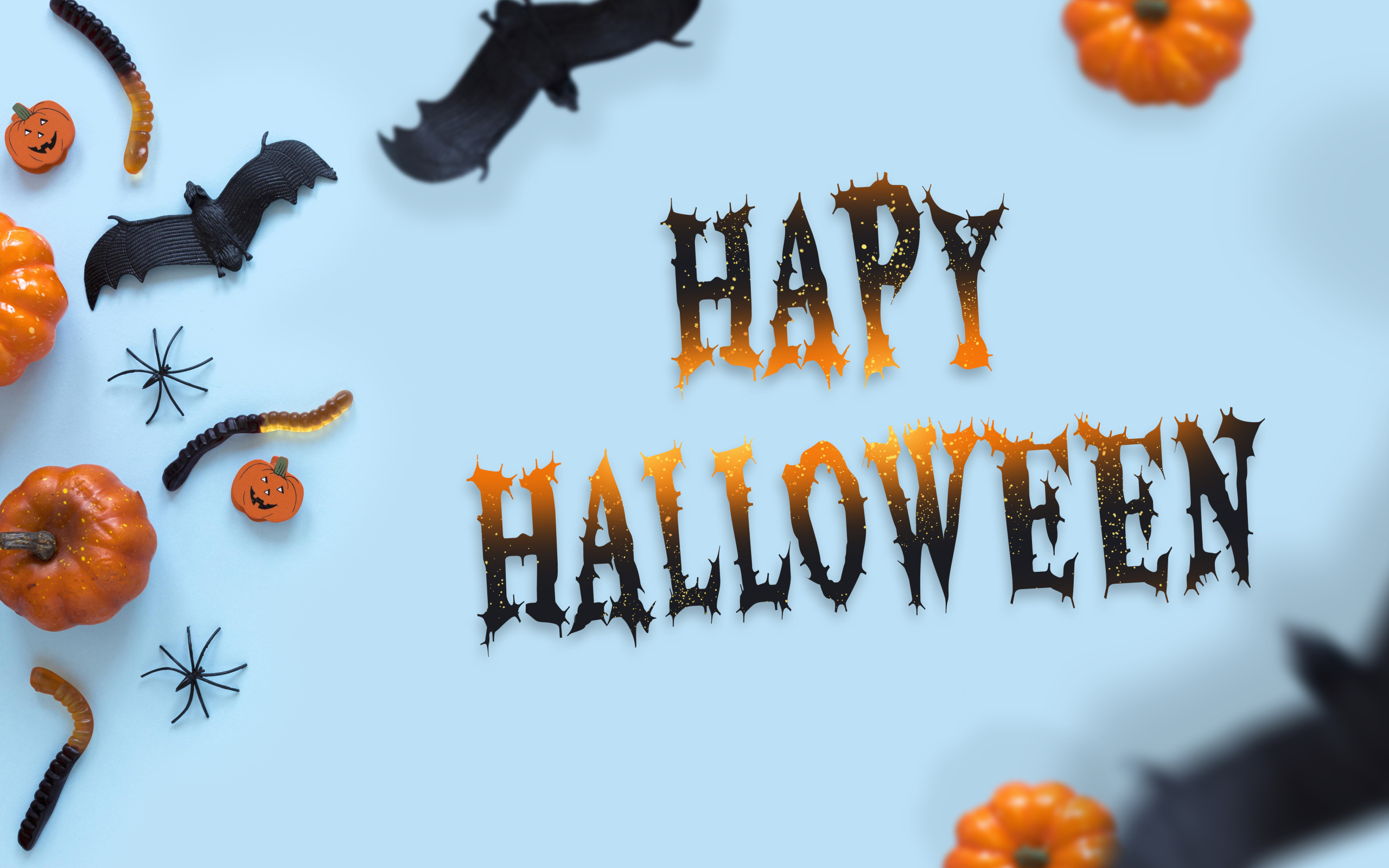 Баннер на Хэллоуин на голубом фоне