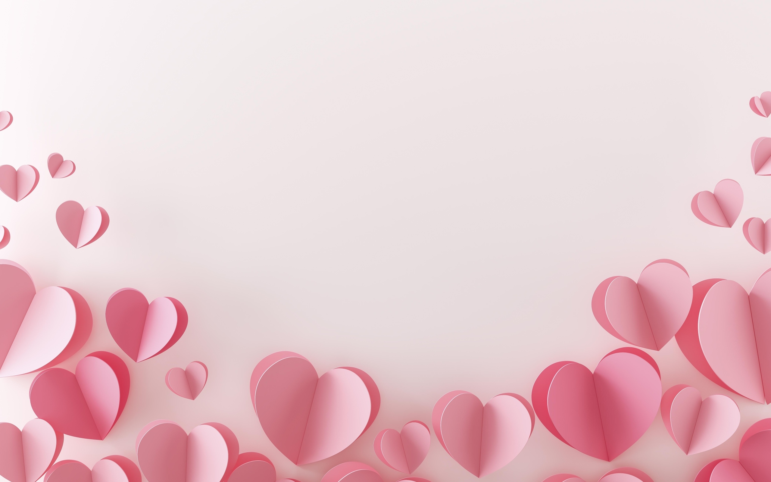 Фон из розовых бумажных сердечек 