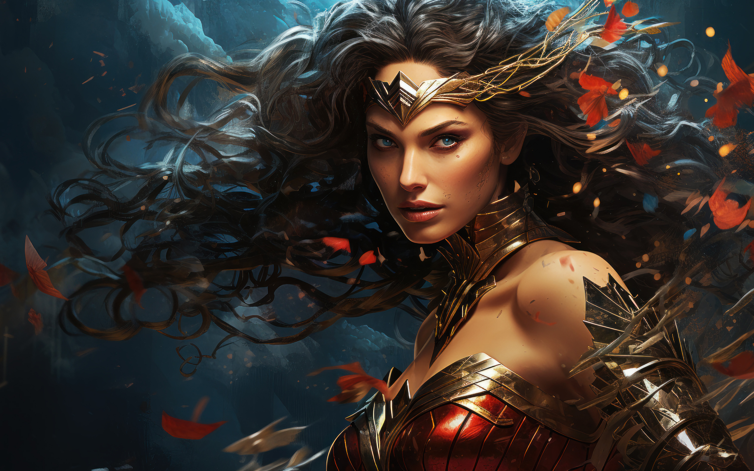 Супер женщина воин в костюме