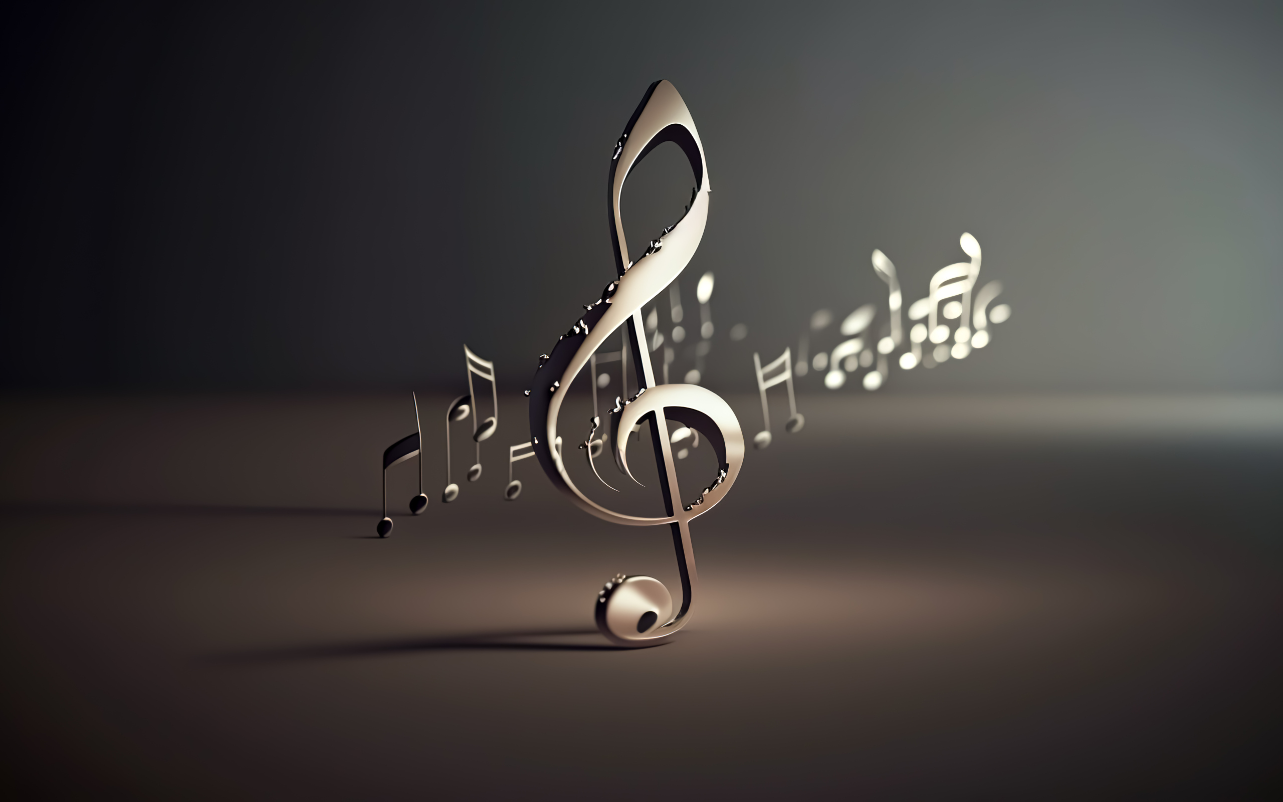 Металлические 3д ноты на сером фоне