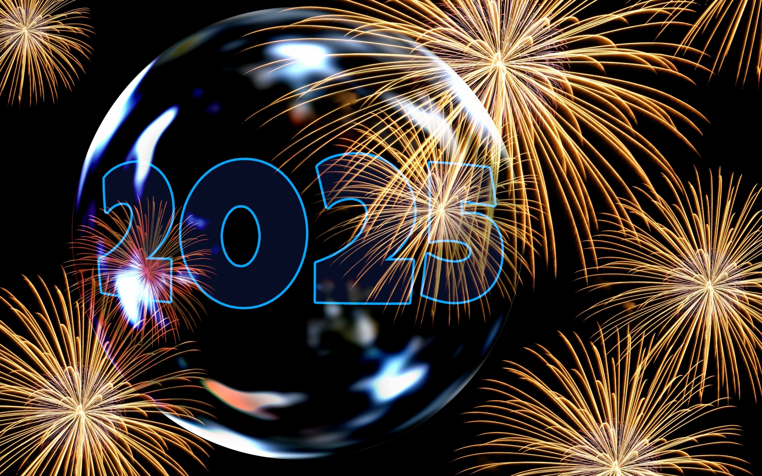 Мыльный пузырь с салютом на новый год 2025