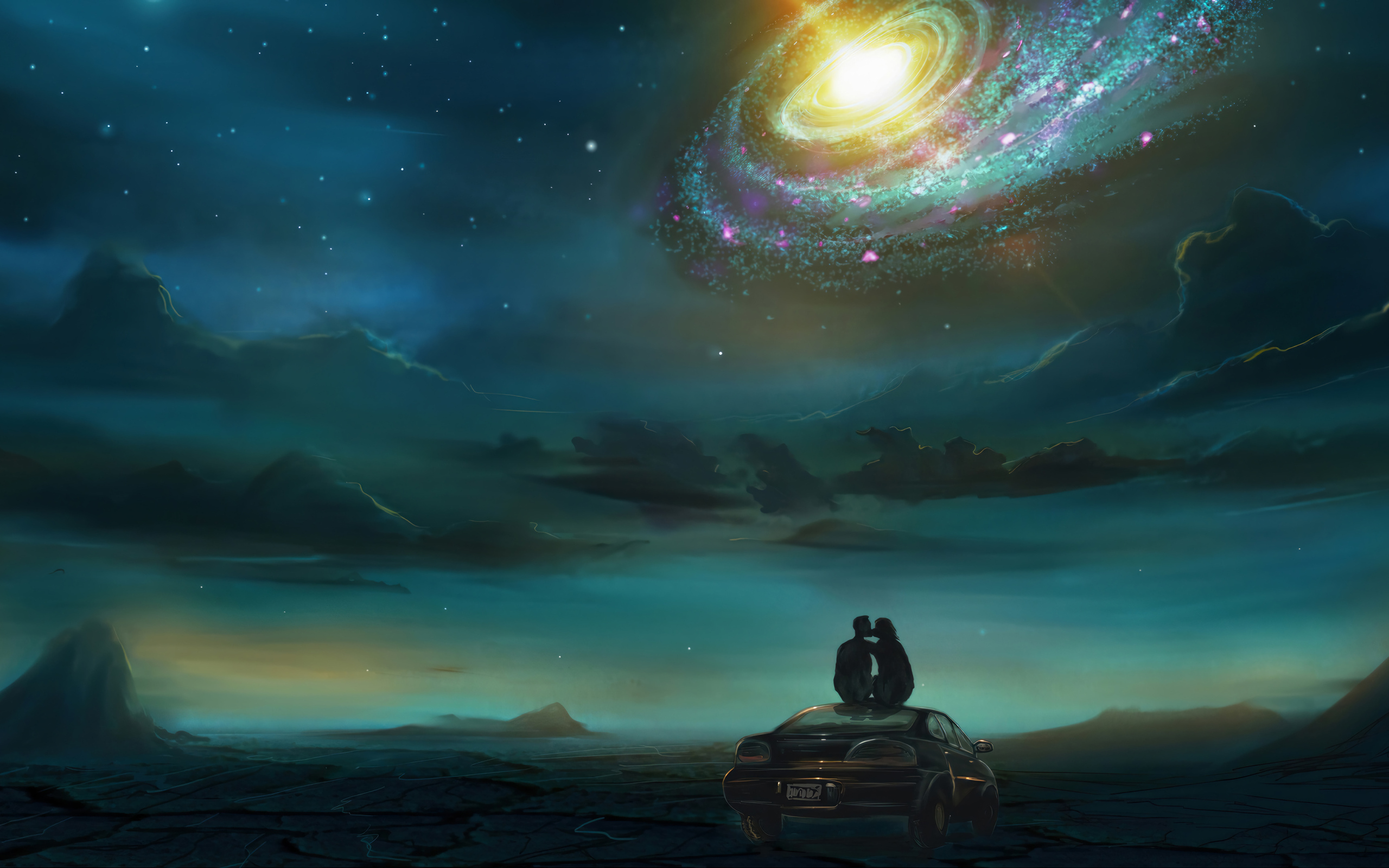 Космическая дыра в небе над горами