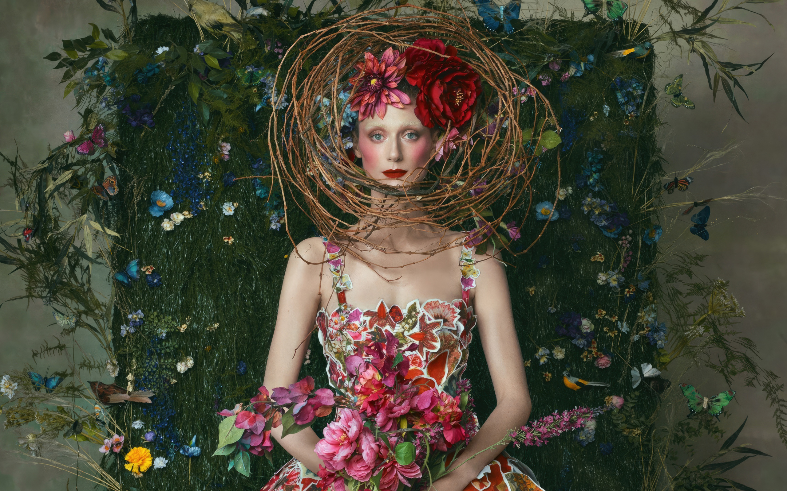 Актриса Элизабет Дебики в ярком цветочном образе