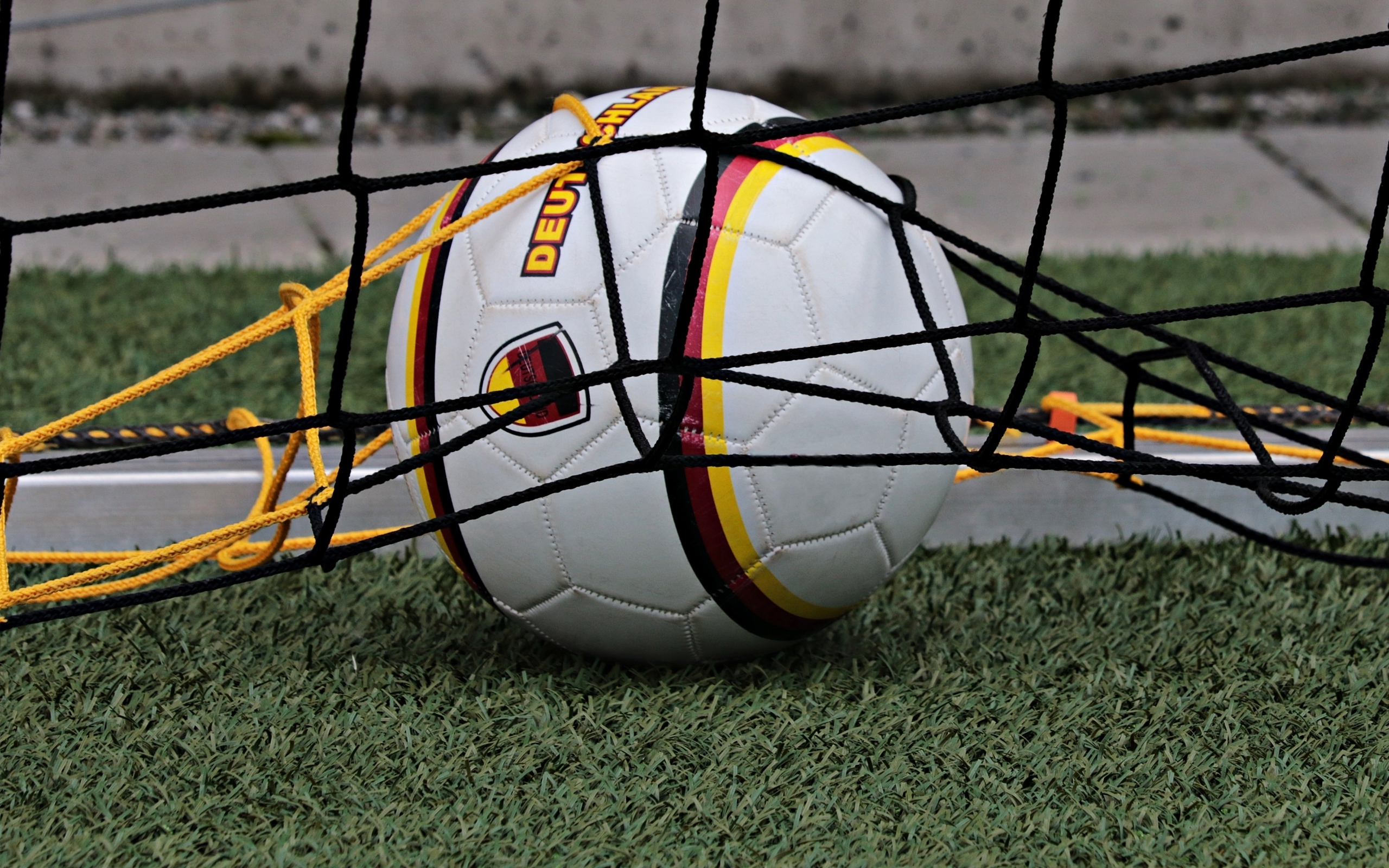 Футбольный мяч в воротах