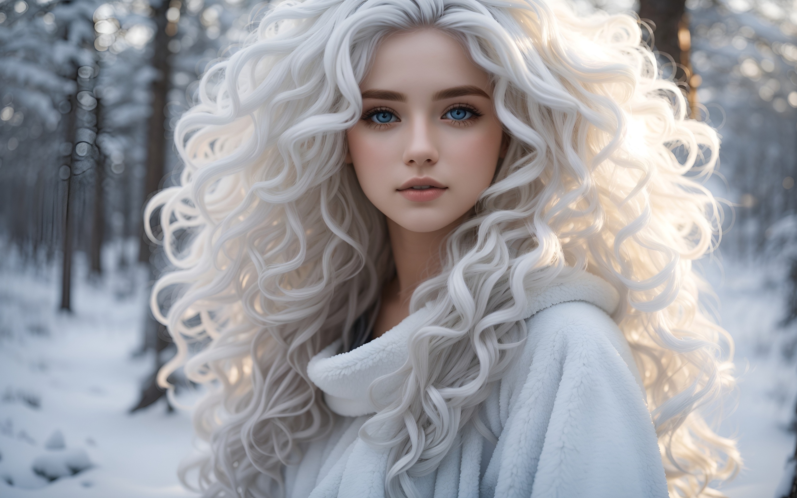 Нарисованная девушка блондинка с кудрявыми волосами