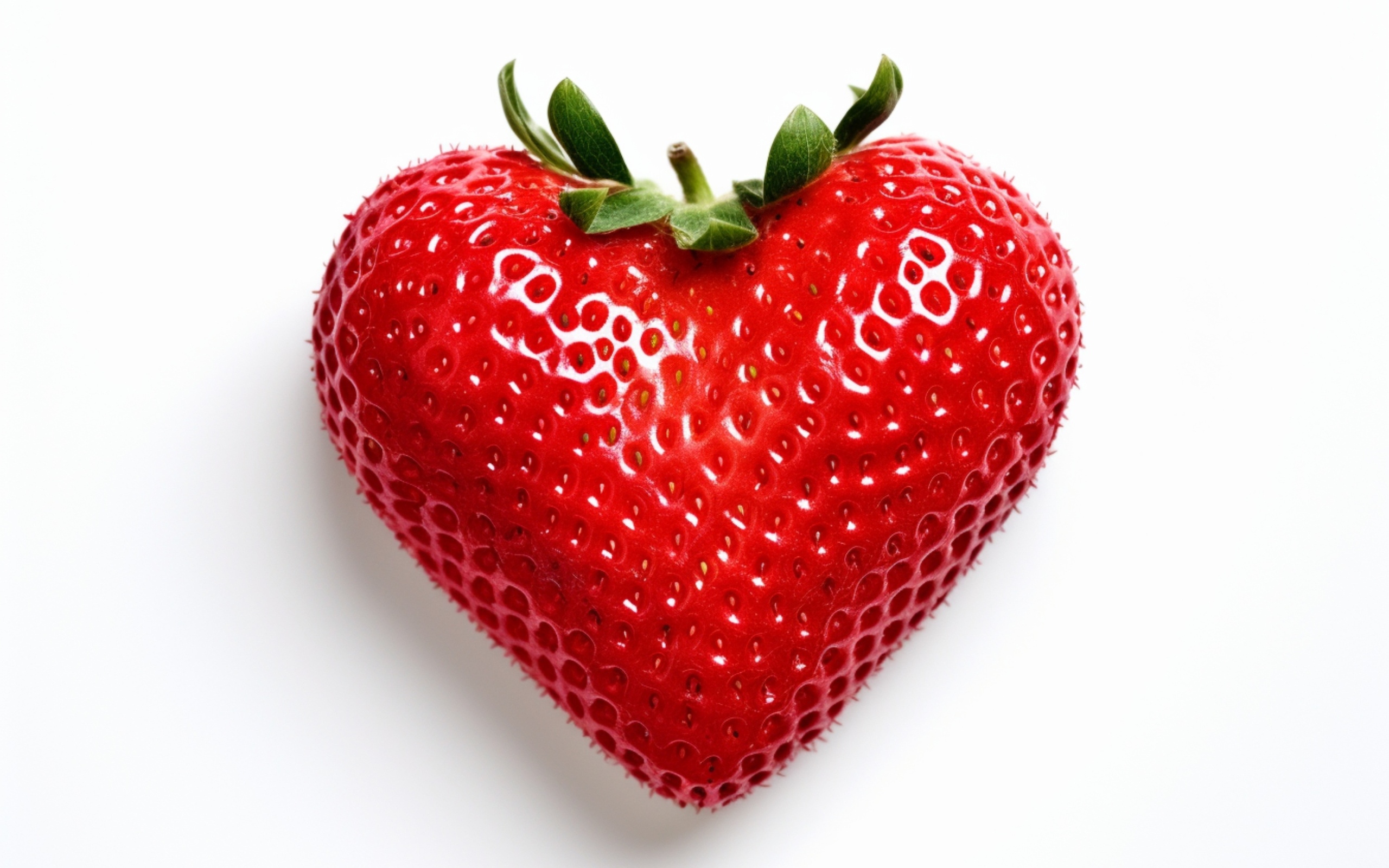 Большая красная клубника в форме сердца на белом фоне