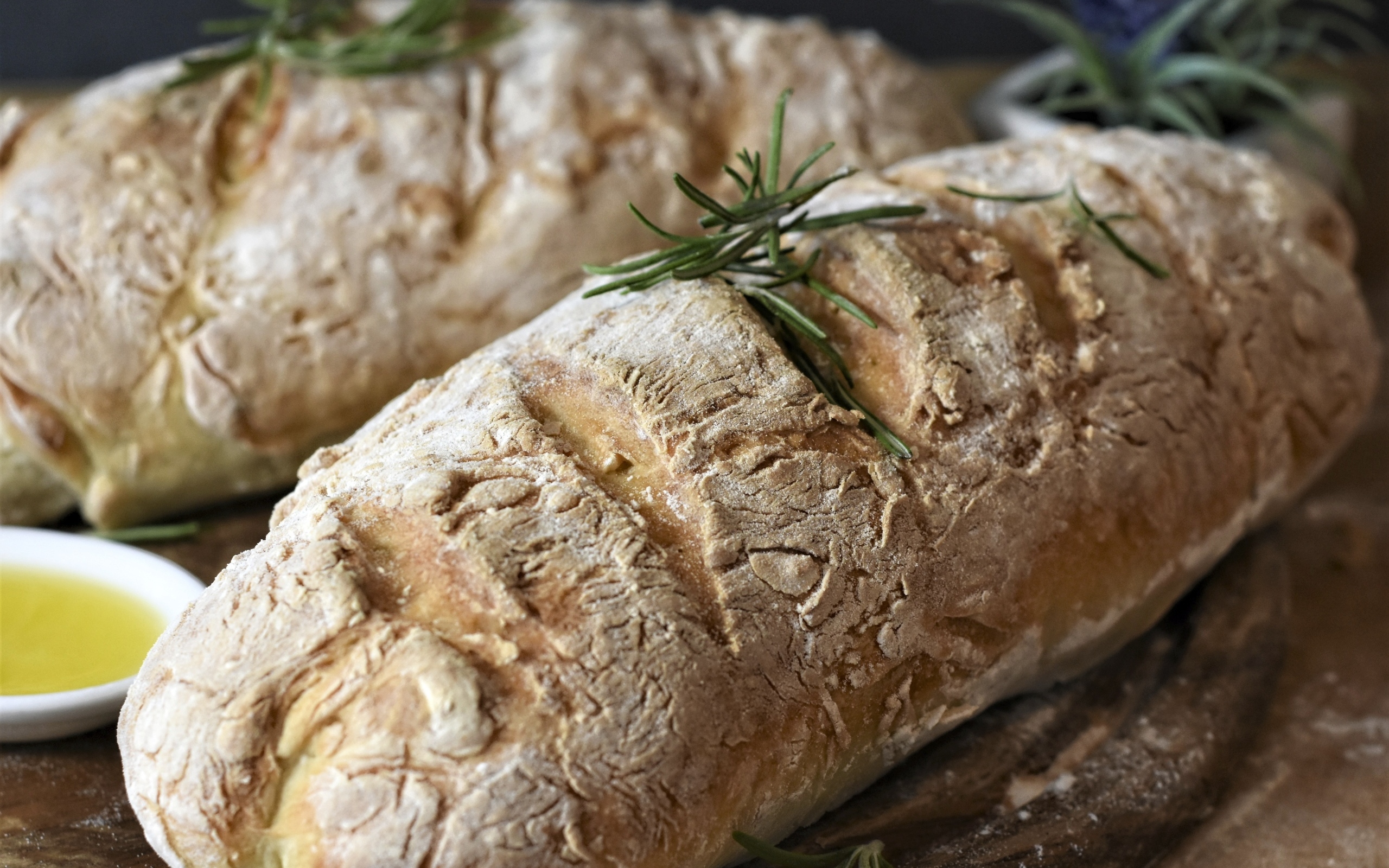 Чиабатта с розмарином крупным планом