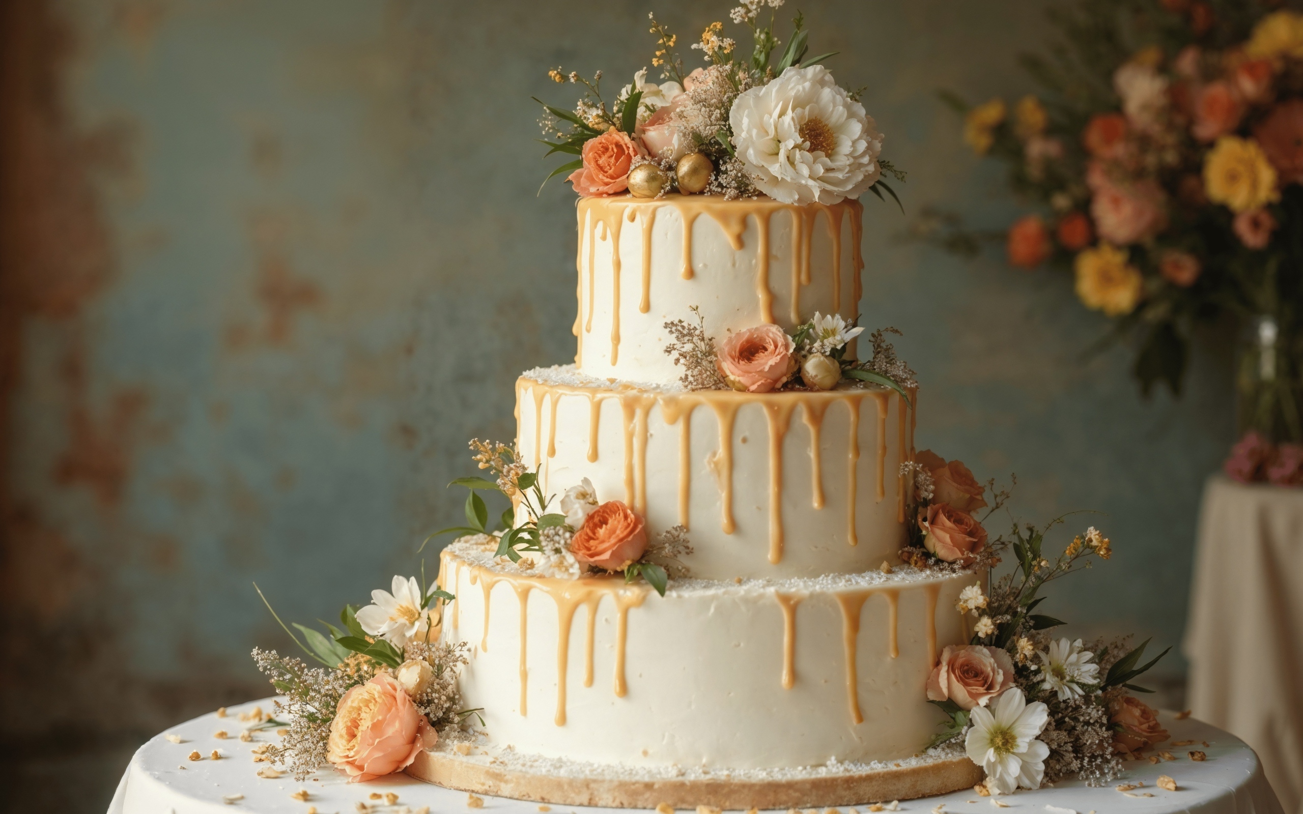 Большой красивый свадебный торт