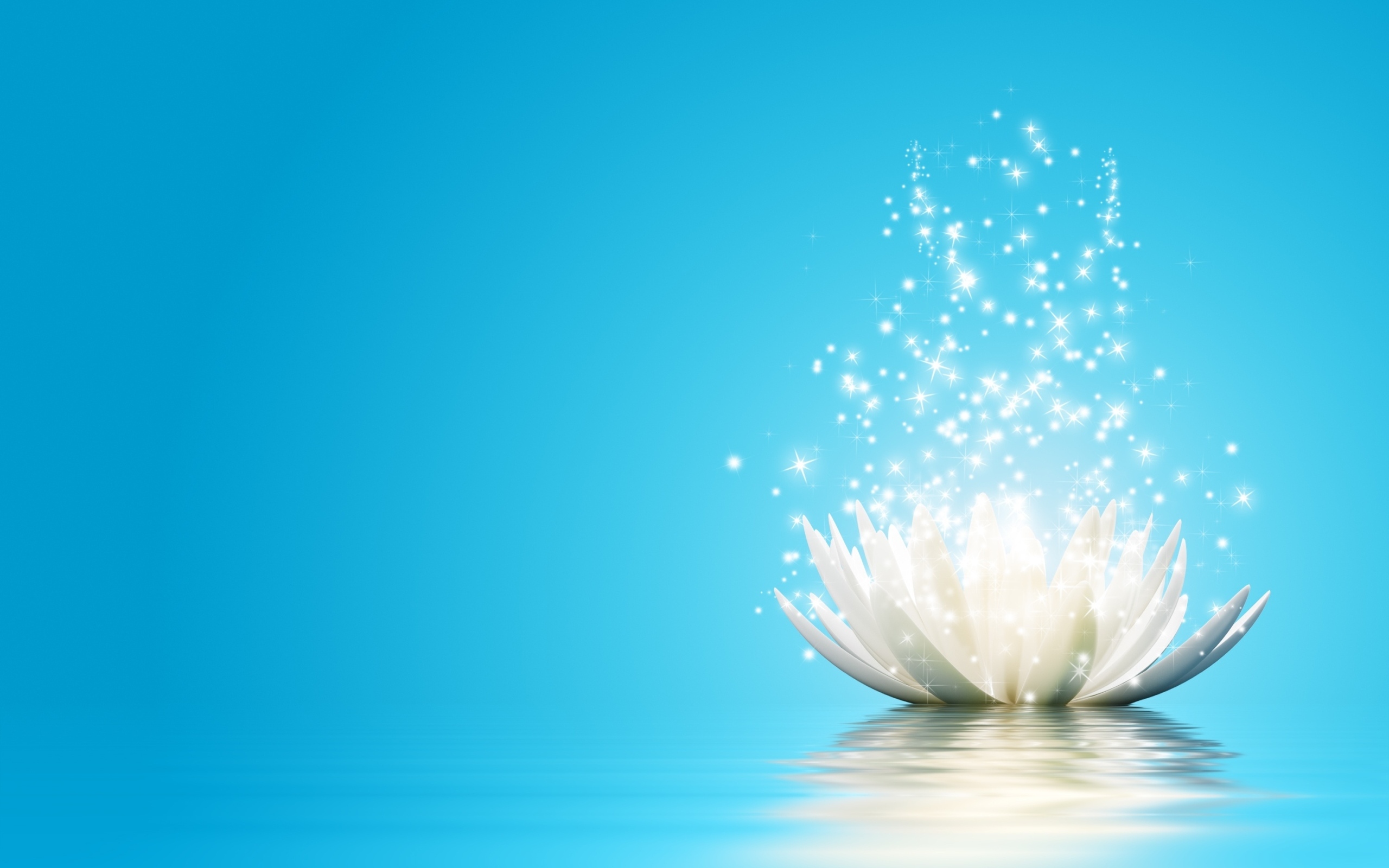 Волшебная лилия с блестками на голубом фоне
