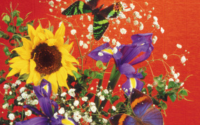 Бабочка и букет