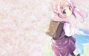 Anime Schoolgirl with pink hair