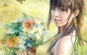 C букетом цветов