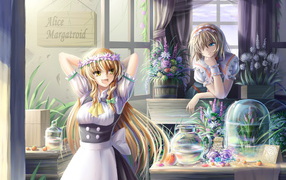 Девчонки в цветочном магазине