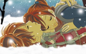 Влюбленные на снегу