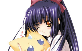 Милая девочка и зверек