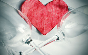 Wine glasses and heart