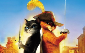 Кот в сапогах и кошка