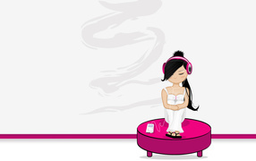 Девушка слушает iPod