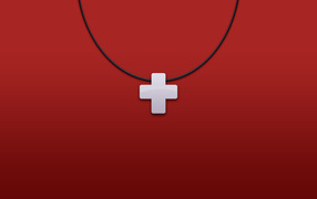 Белый крест на красном фоне