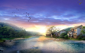 Домики у реки