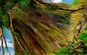 Кузнечик под деревом