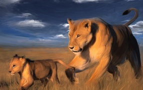 Львицы в саванне