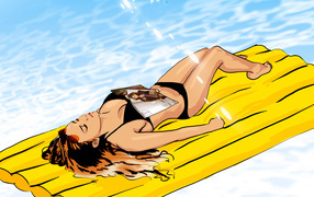 Горячая девушка в бассейне