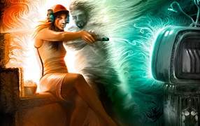 Девушка у тв