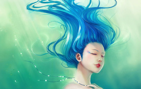 Девушка с синими волосами