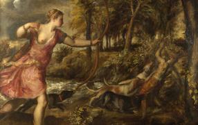 Painting Huntress and satyr