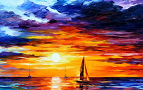 Парусники на закате