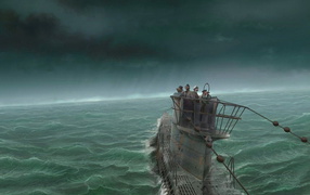 The submarine during the storm