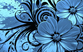 Голубые векторные цветы