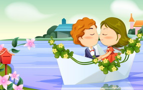 Влюбленные на лодочке