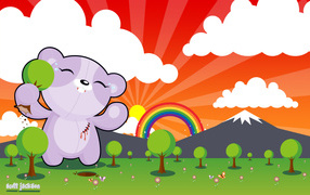 Радуга медведь деревья горы