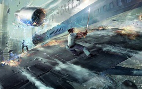 Схватка на крыле самолета