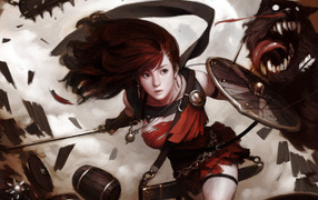 Девушка воин Битва с псами