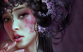 Девушка с узором на лице