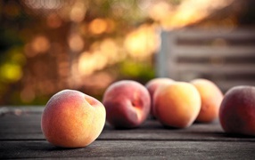 Peaches on a table