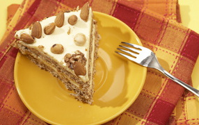 Piece of cake with nuts