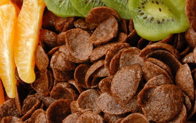 Шоколадные хлопья и фрукты