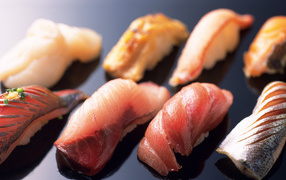 Raw fish slices