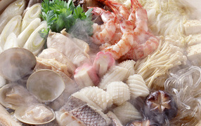 Креветки кальмар устрицы