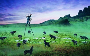 Охотник на ходулях и волки