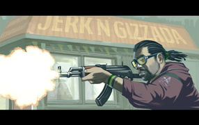 Негр с автоматом АКА