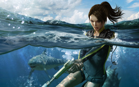 Lara Croft Underwater Hunting