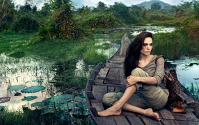 Angelina Jolie in the boat