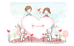 Дети и зайчики День Св. Валентина